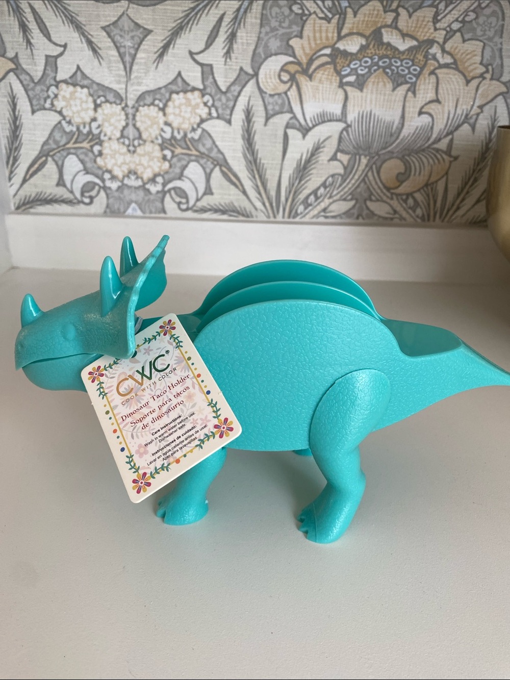 CWC Turquoise Triceratops Dinosaur Taco Holder - other colors also available